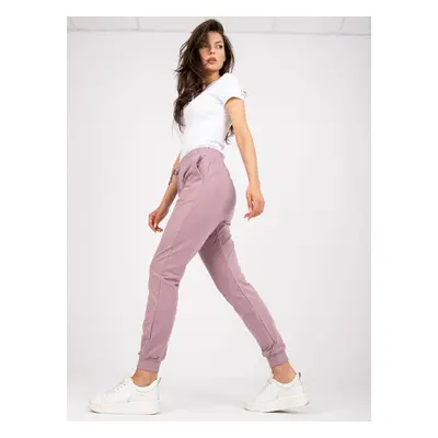 Basic sweatpants with high waist in powder pink color