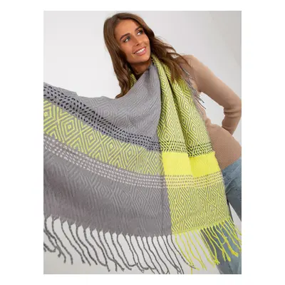 Grey and yellow women's knitted scarf