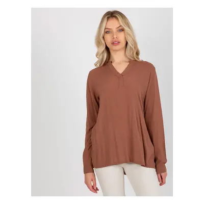 Brown women's blouse of loose cut from viscose SUBLEVEL