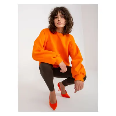 Orange basic sweatshirt with round neckline