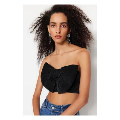 Trendyol Black Crop Knitted Textured Bustier