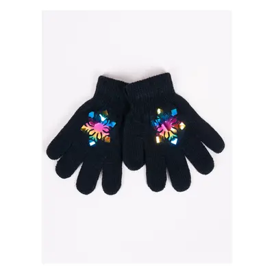 Yoclub Kids's Girls' Five-Finger Gloves With Hologram RED-0068G-AA50-003