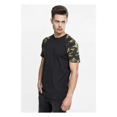 Raglan contrasting blk/woodcamo t-shirt