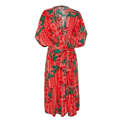 Trendyol Maxi Woven Kimono & Kaftan with Floral Pattern Belt