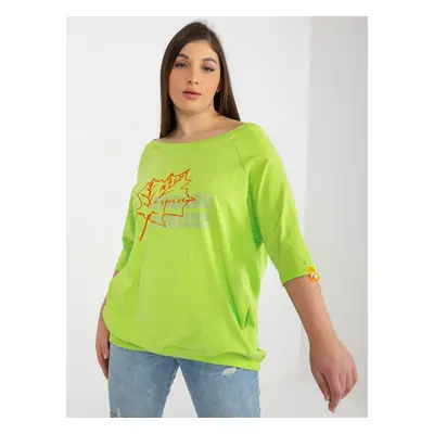 Lime green women's blouse plus size with pockets