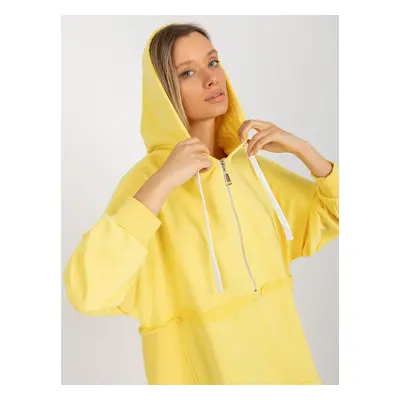 Yellow oversized long hoodie with zipper