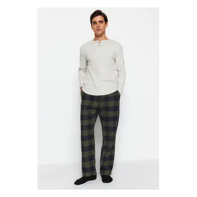 Trendyol Khaki Comfortable Plaid Woven Pajama Bottoms