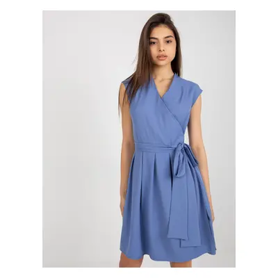 Dark blue wrap cocktail dress by Melissa