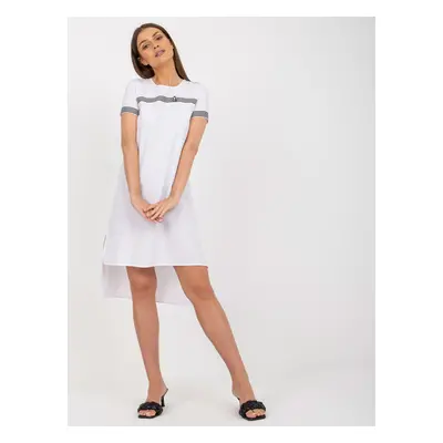 Casual white dress of asymmetrical cut