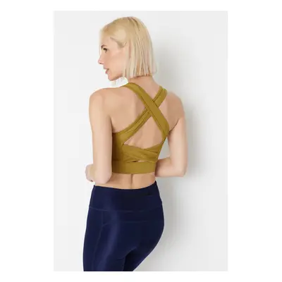 Trendyol Oil Green Support/Shaping Back Detail Square Neck Knitted Sports Bra