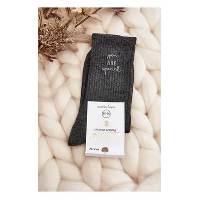 Women's smooth socks with dark grey lettering