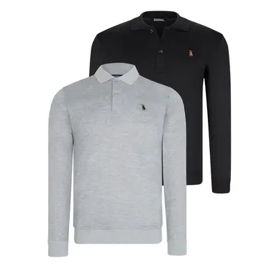 DOUBLE SET V4007 DEWBERRY MEN'S SWEATSHIRT-BLACK-GREY