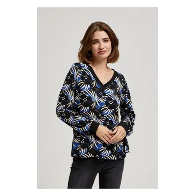 Patterned blouse with V-neck