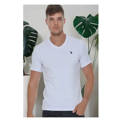 T8568 DEWBERRY V-NECK MEN'S T-SHIRT-LIGHT WHITE