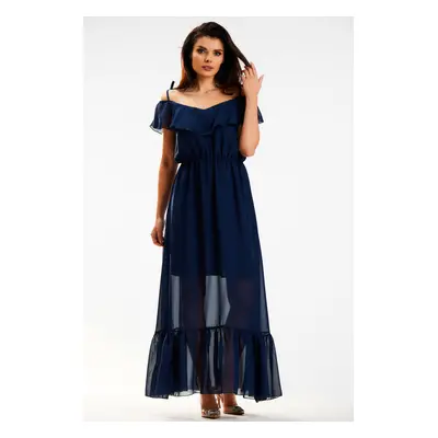 Awama Woman's Dress A573 Navy Blue