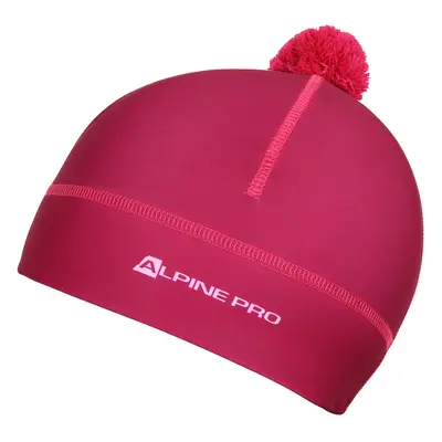 Functional beanie with pompom ALPINE PRO ABERE fuchsia red