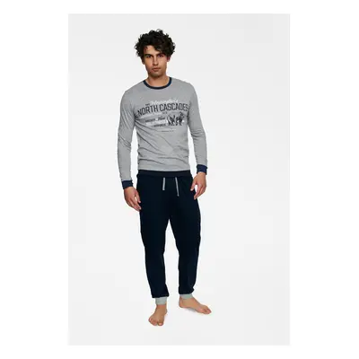 Beast 40034-90X Gray Pyjamas Melange-Navy Blue Melange Grey-Navy