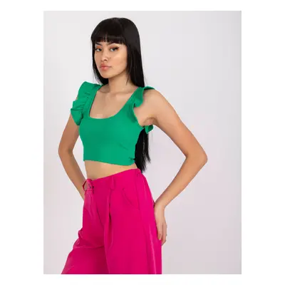 Basic dark green striped crop top RUE PARIS