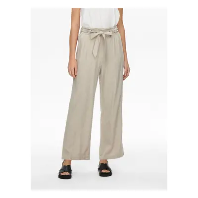 Beige Ladies Linen Wide Trousers JDY Say - Women