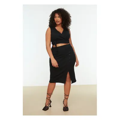 Trendyol Curve Black Slit Detailed Knitted Two Piece Set