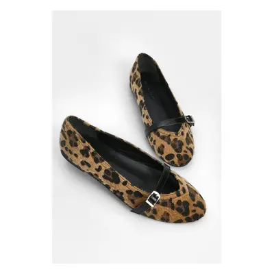 Marjin Women's Banded Flats Flats Leopard Scalloped