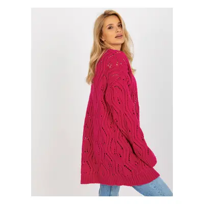 Fuchsia openwork cardigan with the addition of wool