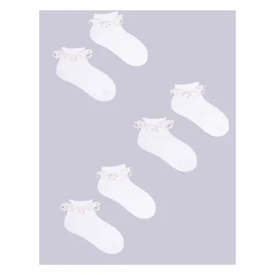 Yoclub Kids's Girls' Turn Cuff Ruffle Cotton Socks 3-pack SKA-0122G-010J-001