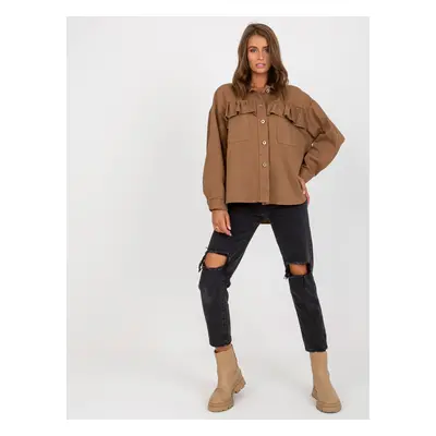 Women's cotton shirt in brown color