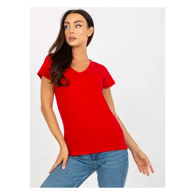 Basic red women's short sleeve T-shirt