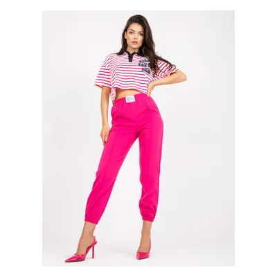 Fuchsia trousers with hems