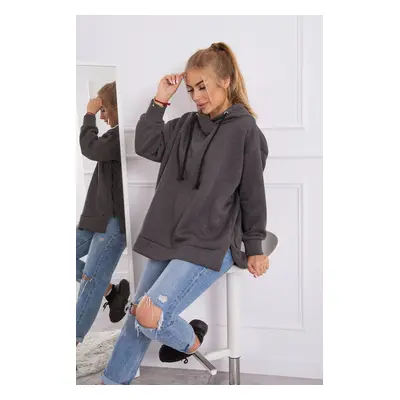 Insulated sweatshirt with zipper on the side graphite