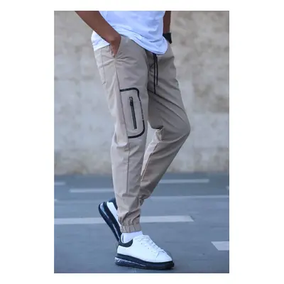 Madmext Beige Parachute Fabric Pocket Detailed Jogger Pants