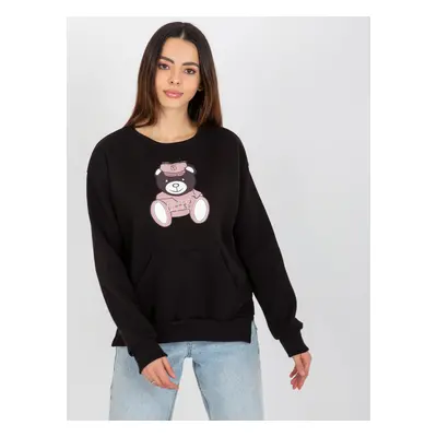 Women's sweatshirt with teddy bear - black