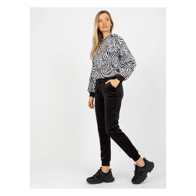 Black and white velour set with zebra sweatshirt RUE PARIS