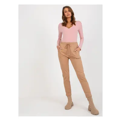 Women's camel sweatpants with pockets