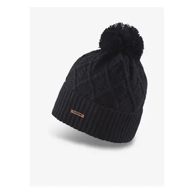 Black Ribbed Winter Beanie with pompom Dakine Mia - Ladies