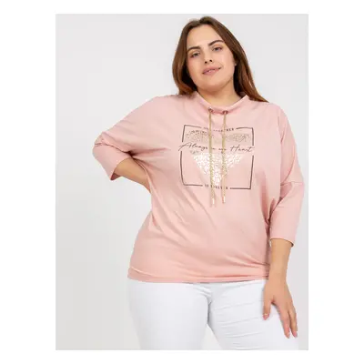 Dusty pink cotton blouse of larger size for everyday wear