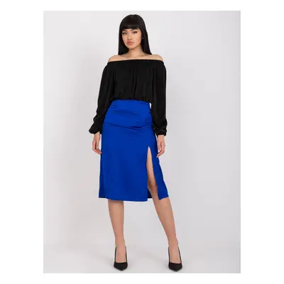 Cobalt pencil skirt RUE PARIS with high waist