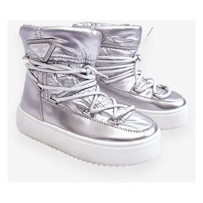 warm lace-up snow boots silver Colin