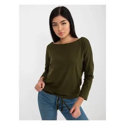 Khaki women's basic ribbed t-shirt from Fiona