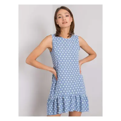 Women's blue polka dot dress RUE PARIS