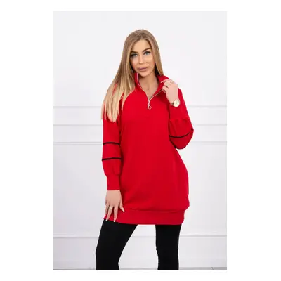 Sweatshirt with zipper and pockets red