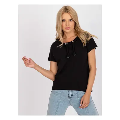 Black smooth basic blouse loose cut Antonine RUE PARIS