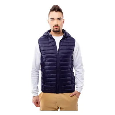 Men's quilted vest GLANO - dark blue