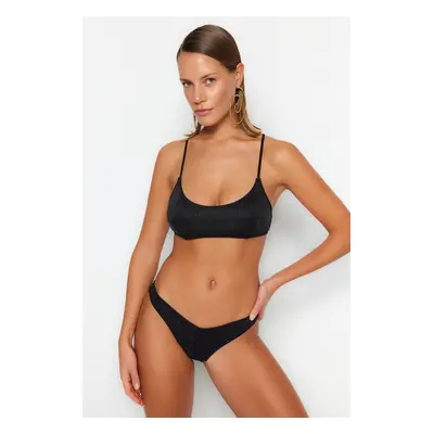 Trendyol Black V-Cut ezüstös magas szárú bikini alsó