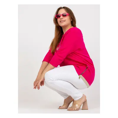 Larger size fuchsia blouse for everyday wear with zippers