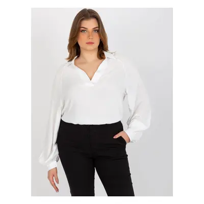 Ecru shirt blouse plus collared size