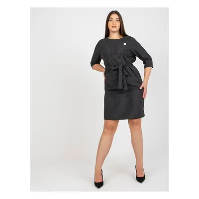 Dark gray plus size pencil dress with pocket