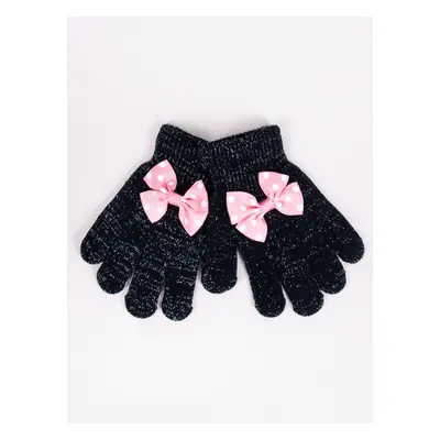 Yoclub Kids's Girls' Five-Finger Gloves With Bow RED-0070G-AA50-009