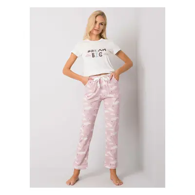 Two-piece white pajamas with print